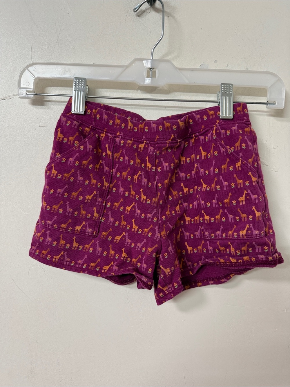 Gymboree Purple Knit Shorts with Yellow Giraffe Print